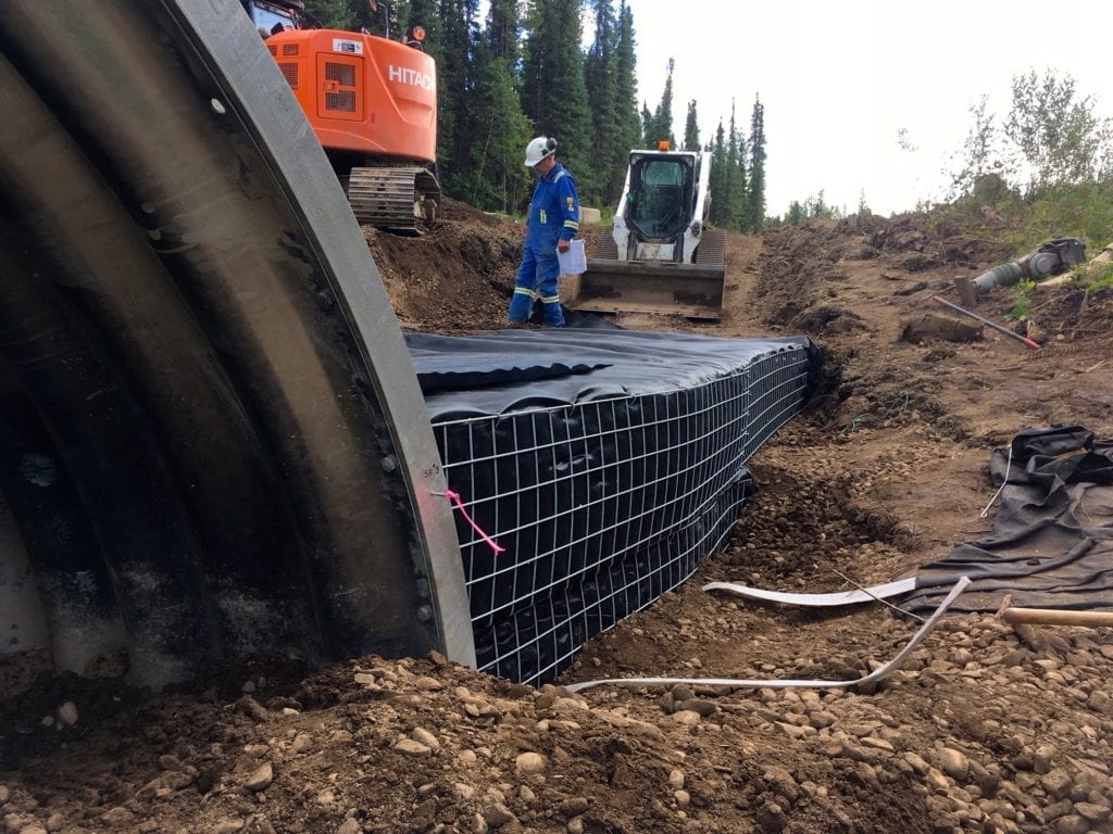 Close view of GRS composite backfill on resource road stream crossing