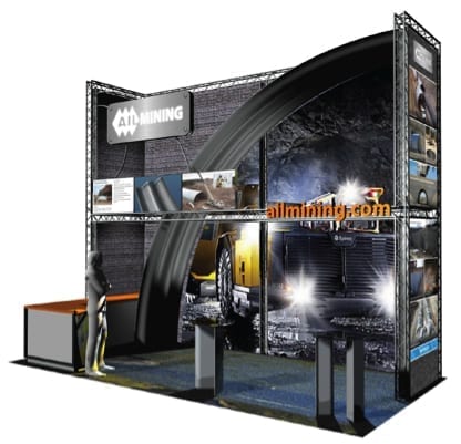 3D rendering of AIL Mining booth with Ultra•Cor portal