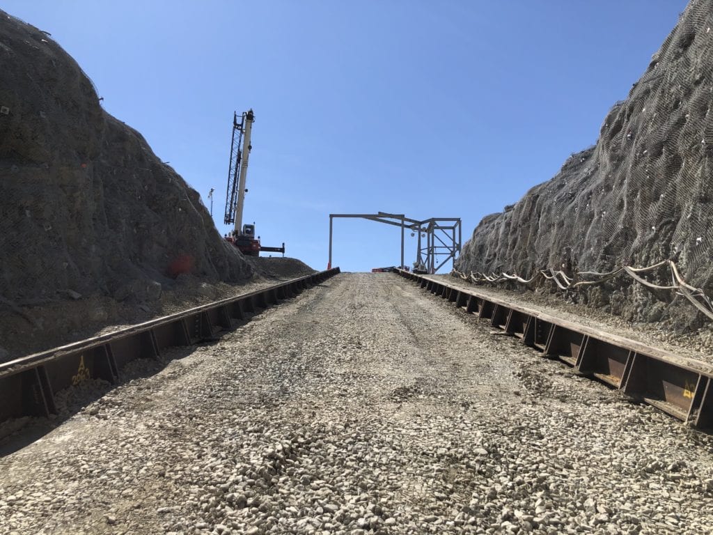 Mine portal foundation and footing in place