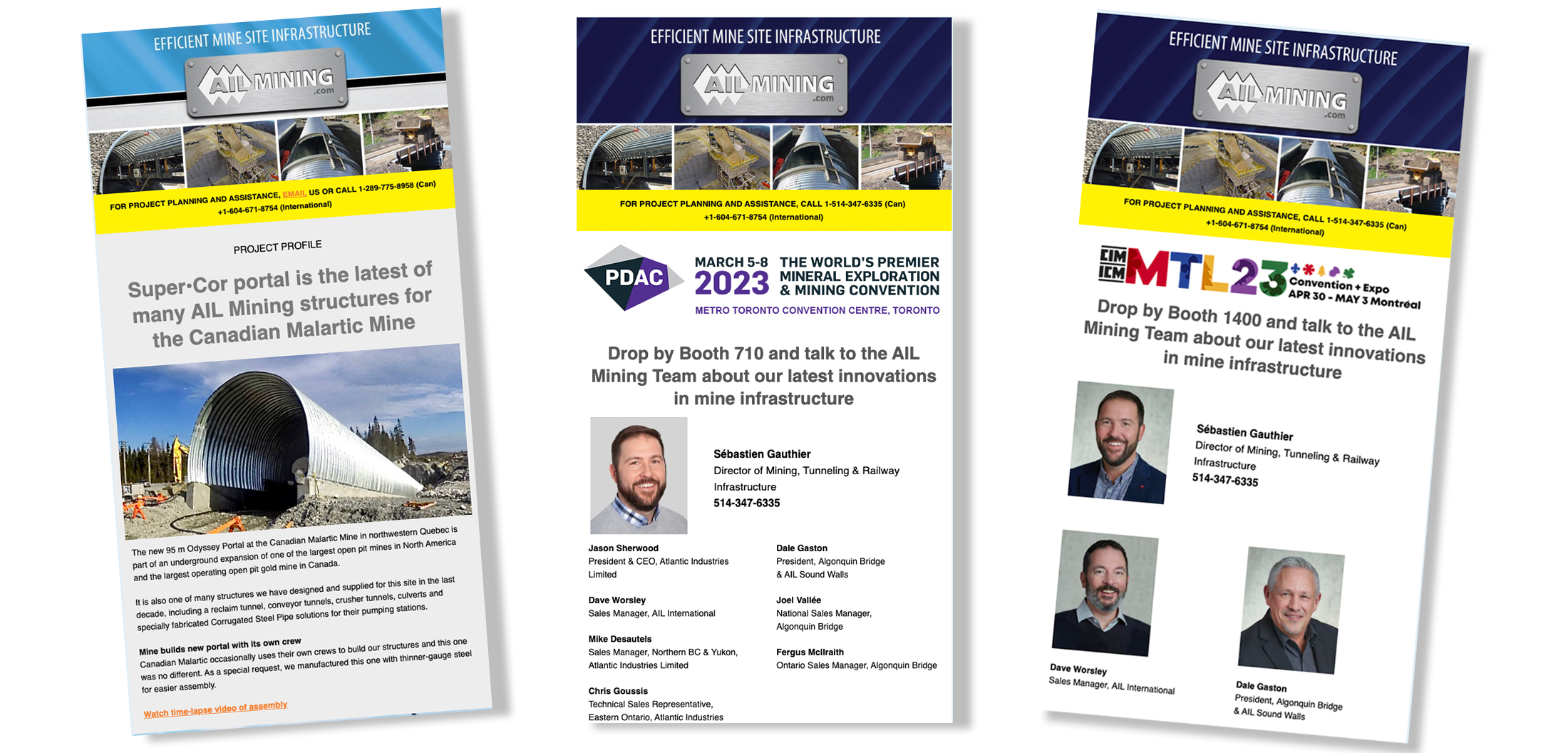 Sample images of AIL Mining e-newsletters
