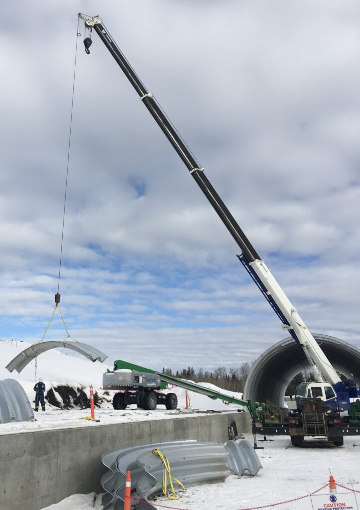 Construction view of oil sands haul road crossing