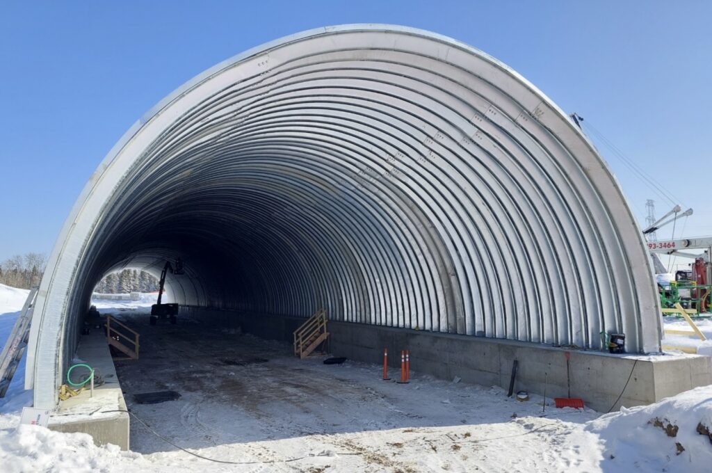 Completed-assembly view of oil sands haul road crossing